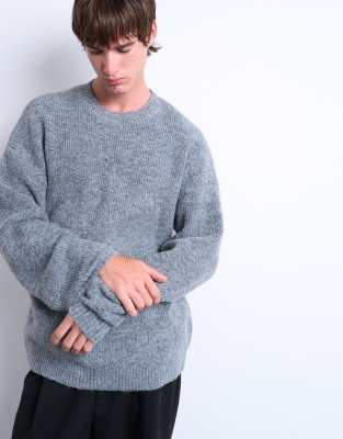 Oversized fit crew jumper in charcoal