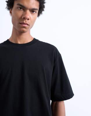 Topman Oversized Fit Cropped T-shirt In Black