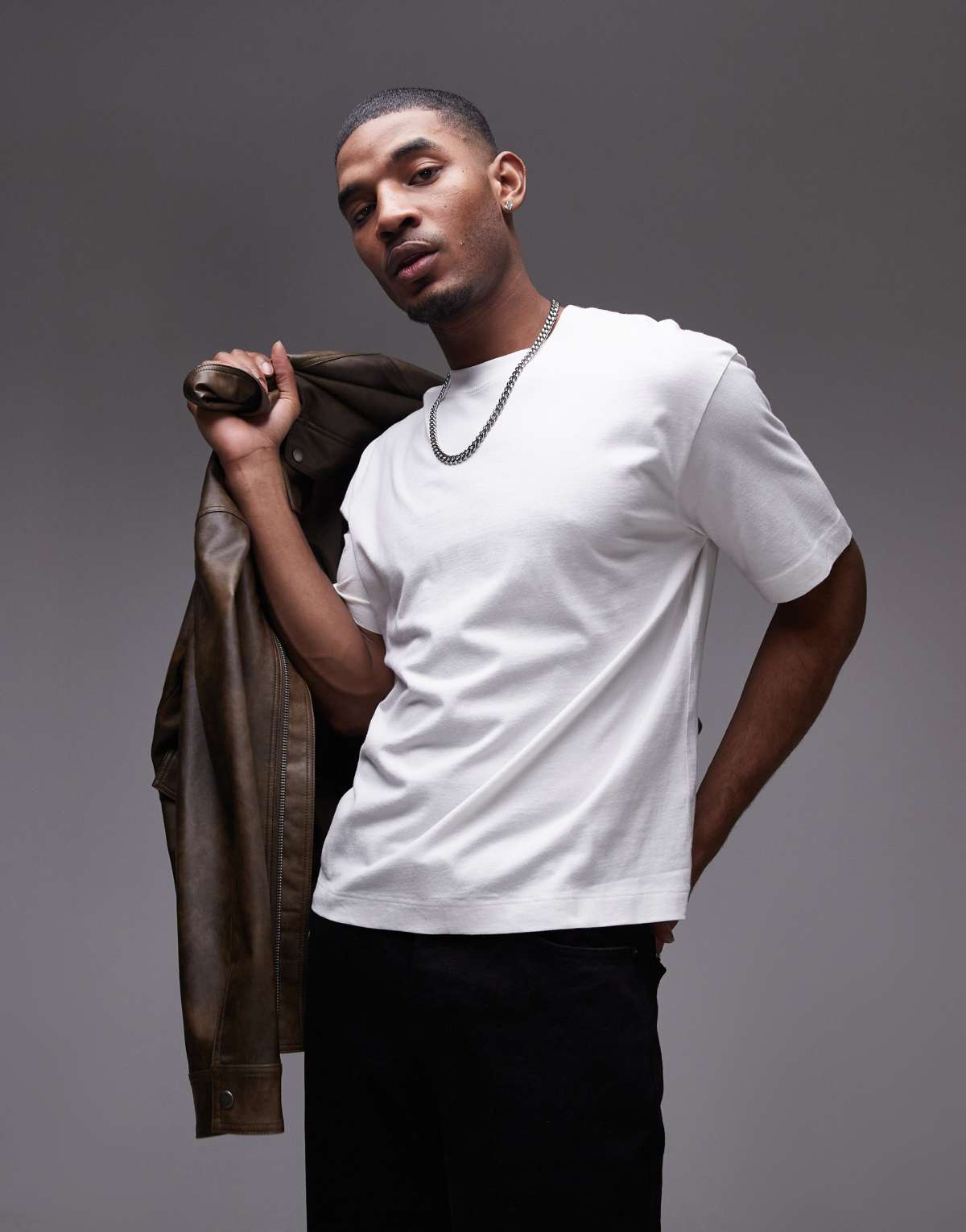 Topman oversized fit cropped t-shirt in white