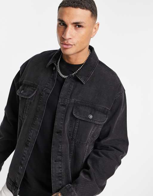 Topman denim shop jacket black