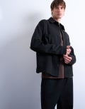 [Topman] Topman oversized fit double-pocket jersey jacket in black L BLACK