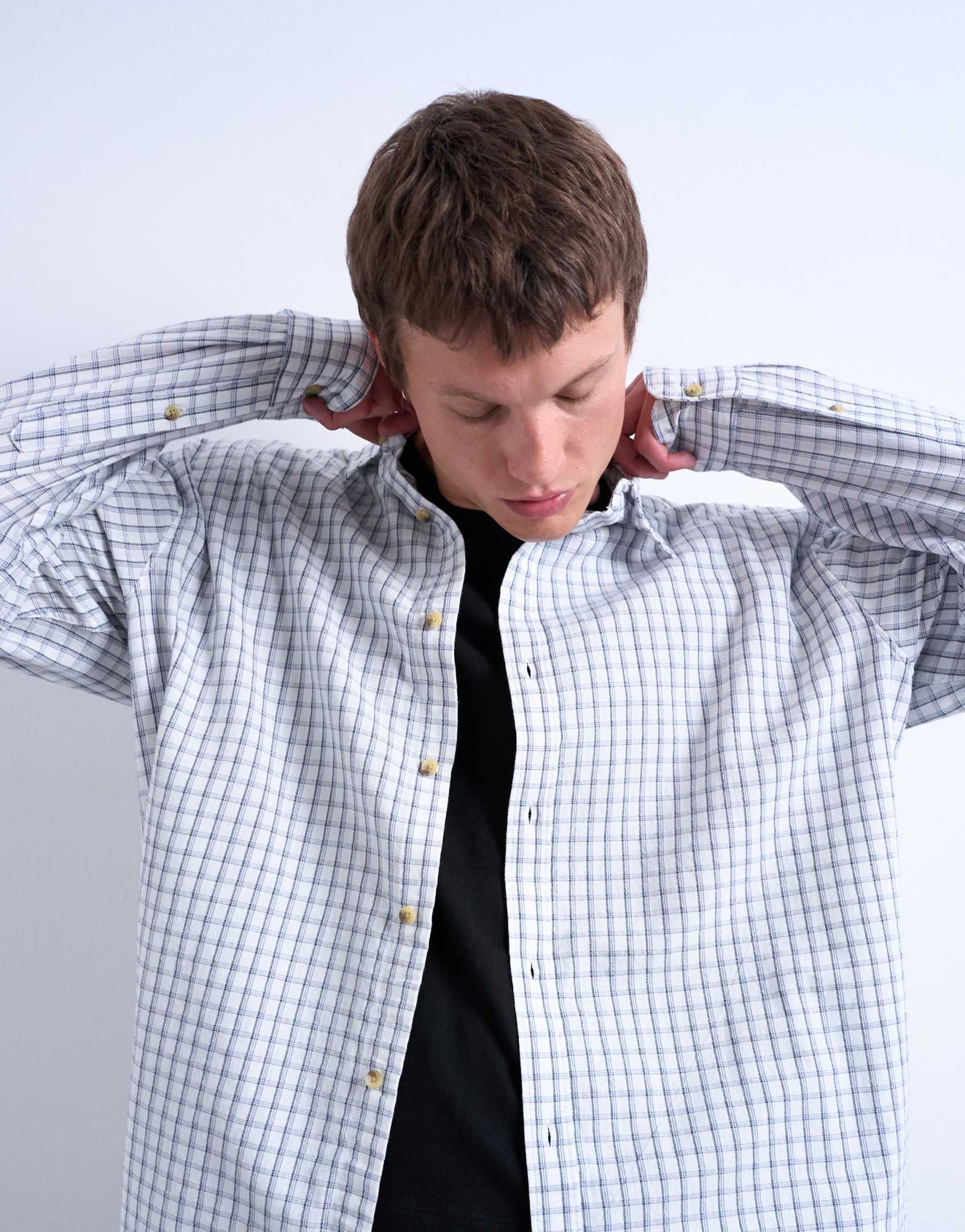 Фланелевая клетчатая рубашка Topman большого размера в светло-голубую клетку