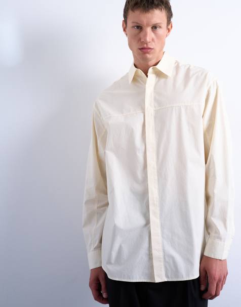 Topman oversized fit formal shirt in light yellow - view 1