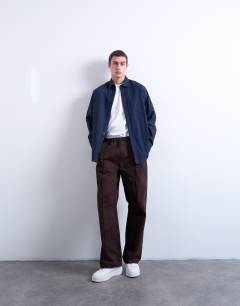 Model wearing Oversized fit formal shirt in navy