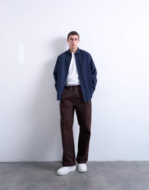 Topman oversized fit formal shirt in navy, 4 of 5