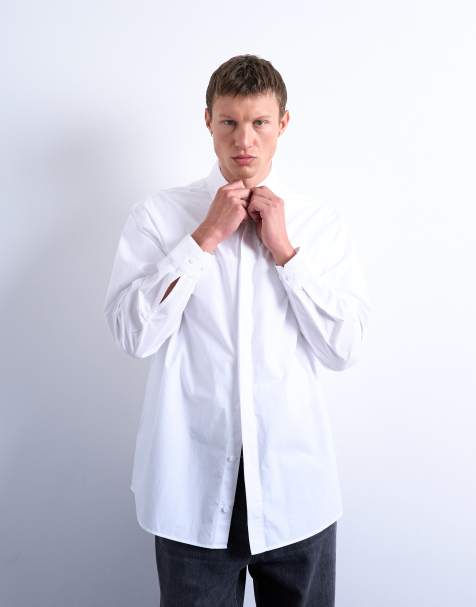 Topman oversized fit formal shirt in white - view 1