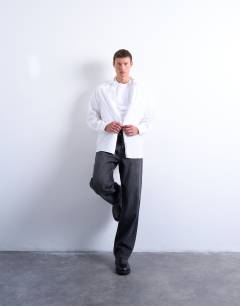 Model wearing Oversized fit formal shirt in white