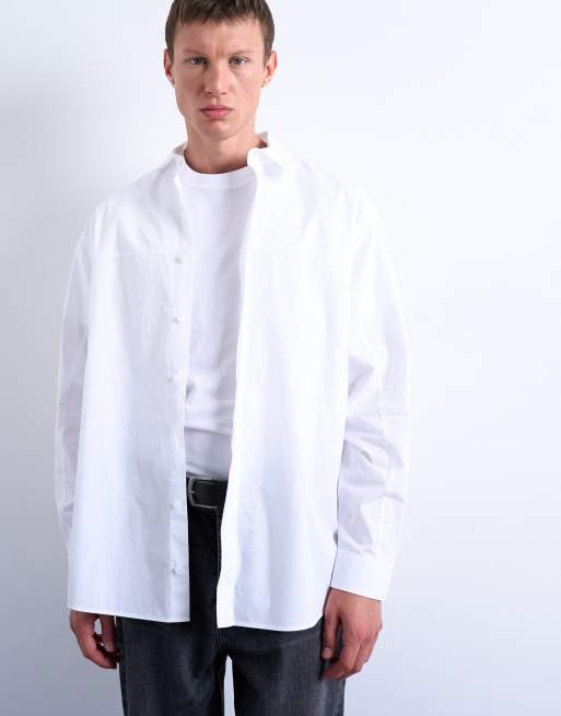 Topman oversized fit formal shirt in white, 3 of 5