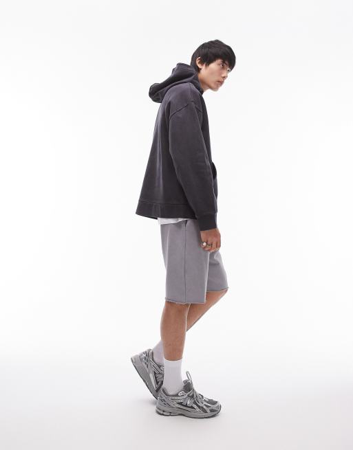 Topman oversized fit hoodie in washed black, 3 of 4