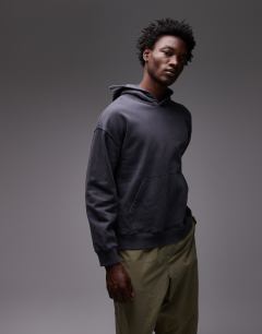 Oversized fit hoodie in washed black