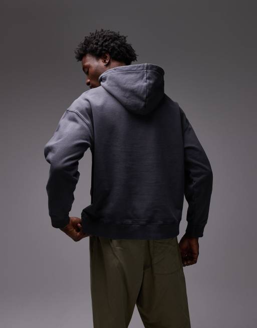 Topman oversized fit hoodie in washed black, 2 of 4