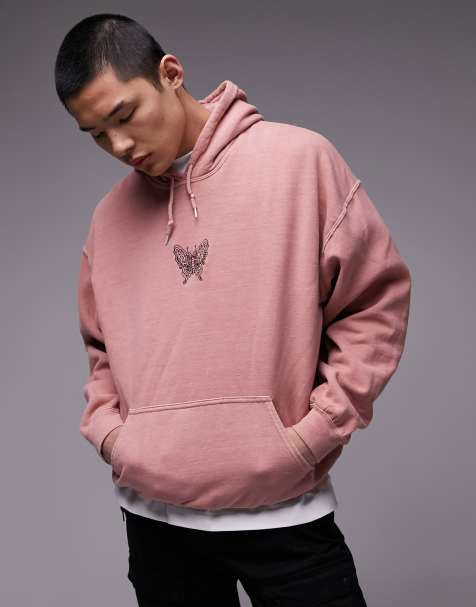 Mens Pink Oversized Hoodie