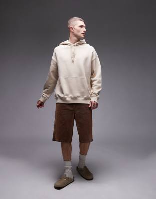 Topman Oversized Fit Hoodie With Floral Embroidery In Neutral