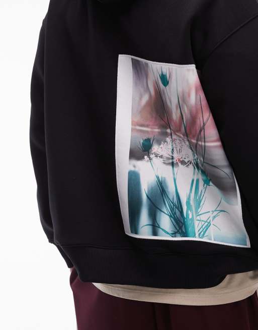 ESSENTIALS BACK plasitc PHOTO FLORAL HOODIE