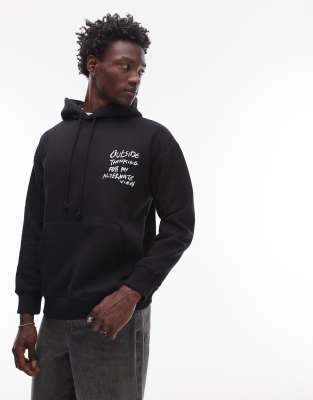 Topman Oversized Fit Hoodie With Front And Back Outside Thinking Print