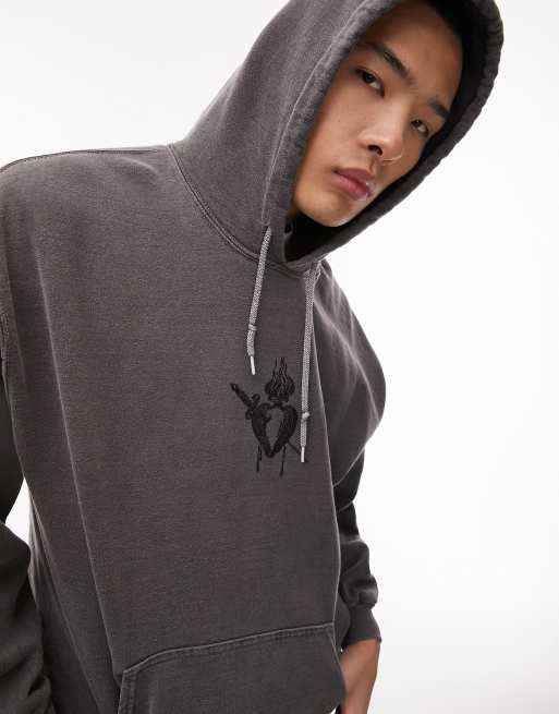 Topman hoodie in washed grey