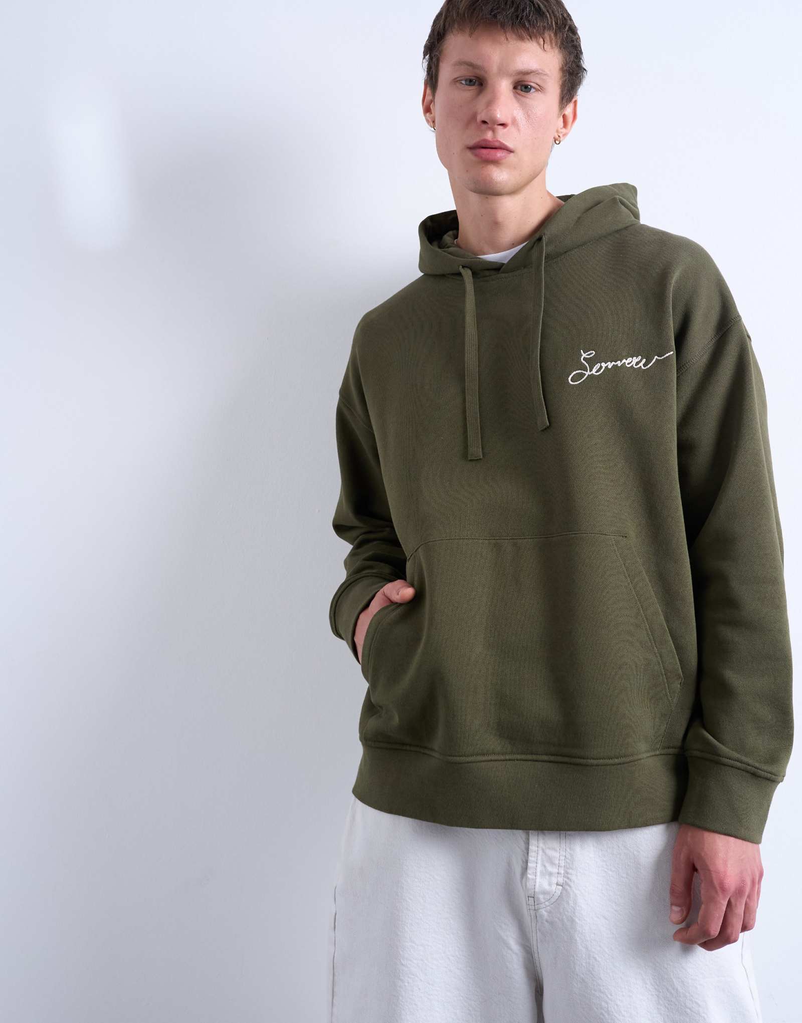 Толстовка Topman oversize fit с капюшоном и вышивкой Sorrow цвета хаки