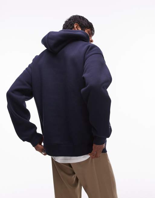 Topman oversized fit hoodie with Toronto applique embroidery in navy