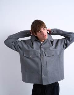Oversized fit interlock jersey jacket in grey