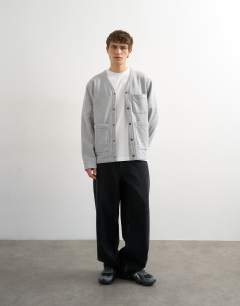 Oversized fit jersey cardigan in grey