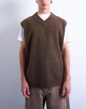 Topman oversized fit knitted v-neck tank in brown