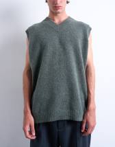 Topman oversized fit knitted v-neck tank in sage green