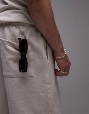 TOPMAN OVERSIZED FIT LINEN BLEND SHORTS 