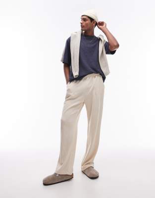 Topman Oversized Fit Linen Mix T-shirt In Navy
