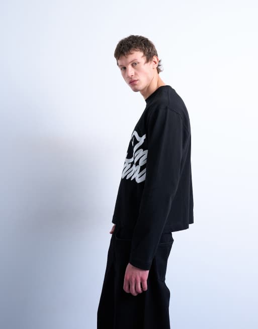 Topman oversized fit long sleeve t-shirt with lost in dreams print in black, 5 of 5