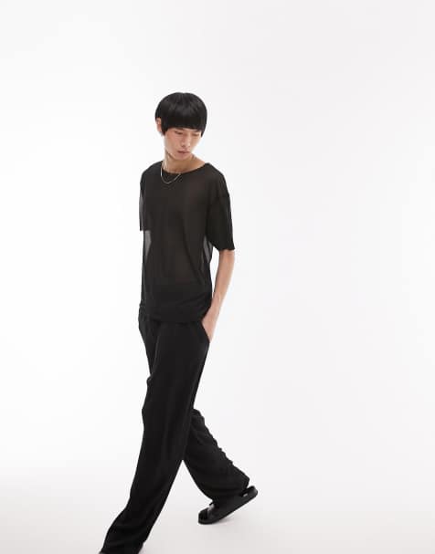 Topman oversized fit mesh t-shirt in black - view 1