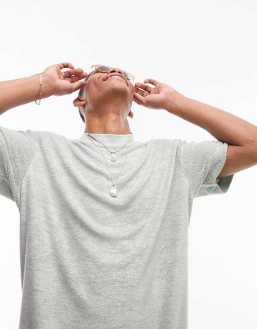 Topman oversized fit micro towelling tee in sage