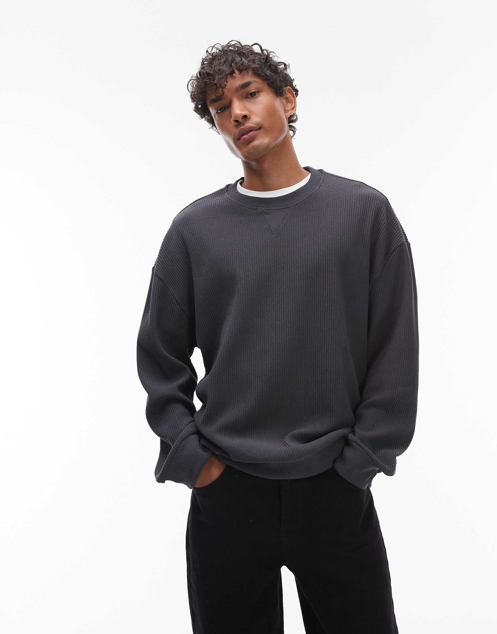 Бренда Topman негабаритных нужным Османской экипажа толстовка древесного угля