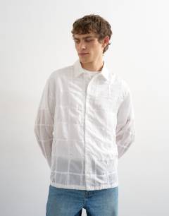 Oversized fit patchwork shirt in white