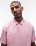 [Topman] Topman oversized fit polo in washed pink XL PINK