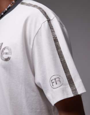 Topman Oversized Fit Ringer T-shirt With Marseille Print In White