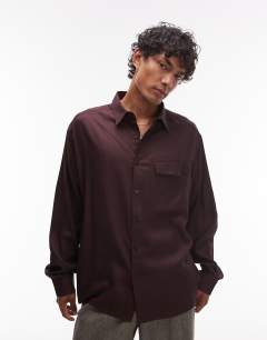 Oversized fit shirt in brown