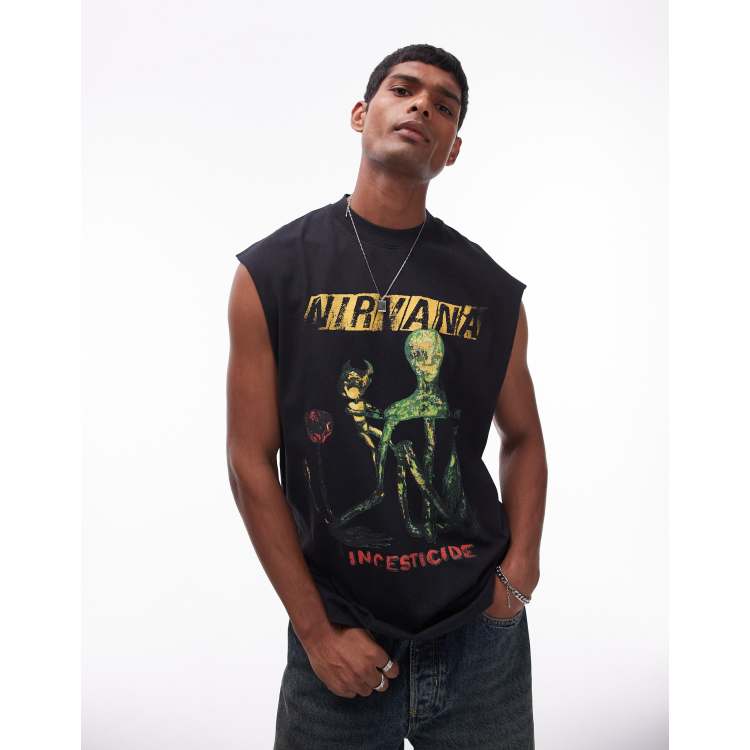 Topman oversized fit sleeveless tank top with Nirvana