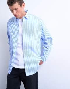 Oversized fit stripe shirt in blue
