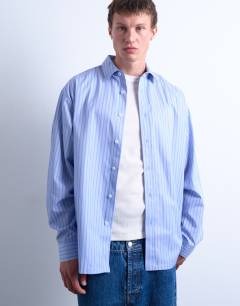 Oversized fit stripe shirt in blue