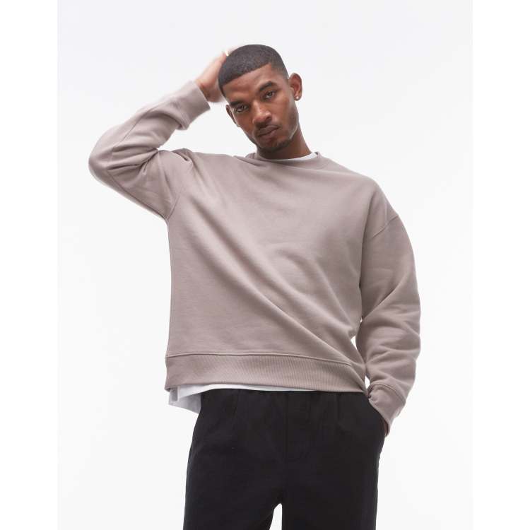 Topman oversized fit sweatshirt in stone ASOS