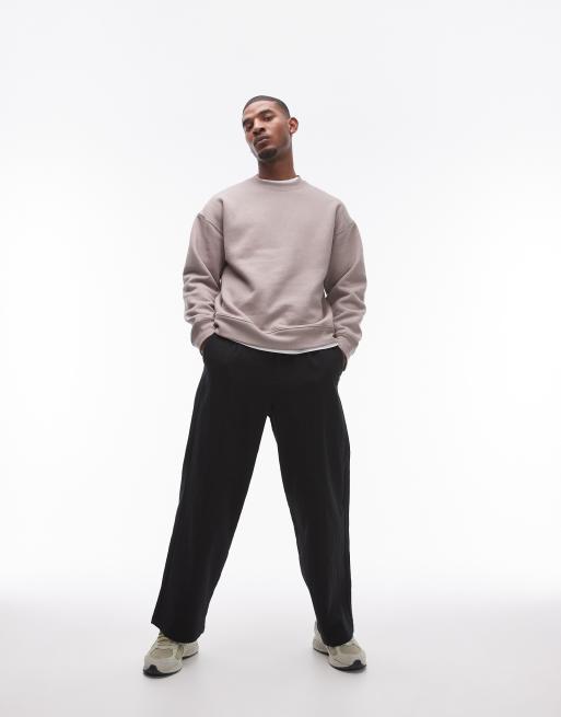 Topman oversized fit sweatshirt in stone | ASOS
