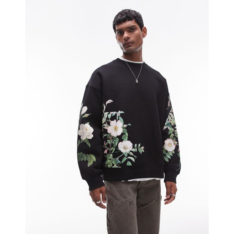 Topman oversized fit sweatshirt with all over floral print in