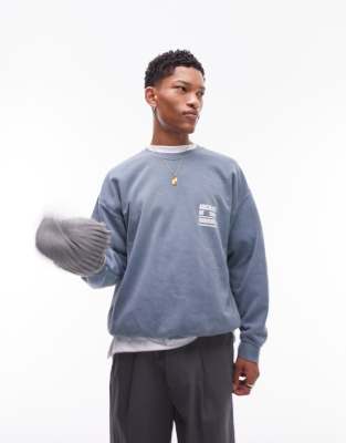 Topman Oversized Fit Sweatshirt With Archive Of Thoughts Front And Back ...