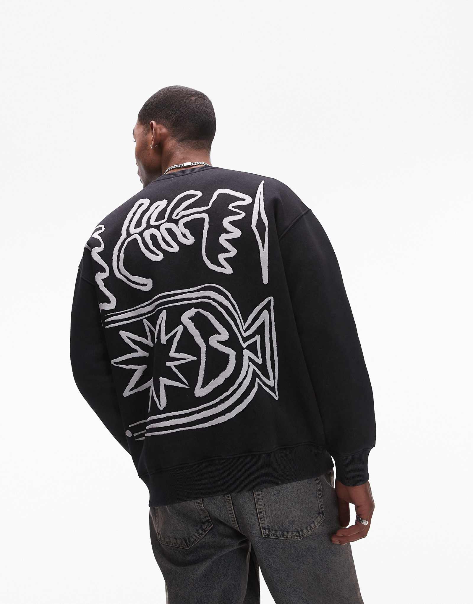 Толстовка Topman oversize fit с абстрактным принтом черного цвета