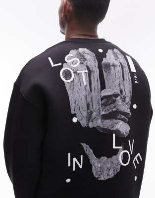 Topman Oversized Fit Sweatshirt With Front And Back Lost In Love Print