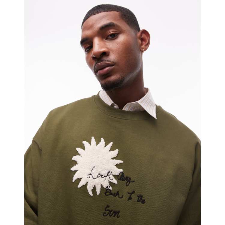 Topman oversized fit sweatshirt with front and back sun and