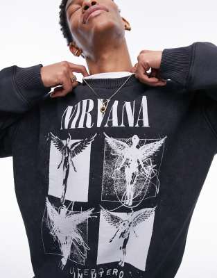Felpa Con Cappuccio Uomo Nirvana 'Angel' Carbone: Regular, Merch Ufficiale - 5