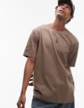 [Topman] Topman oversized fit t-shirt in brown M BROWN