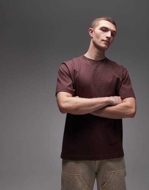 Topman oversized fit t-shirt in brown - view 1