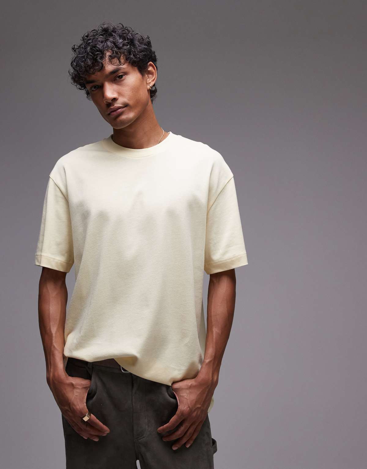 Topman oversized fit t-shirt in buttermilk yellow